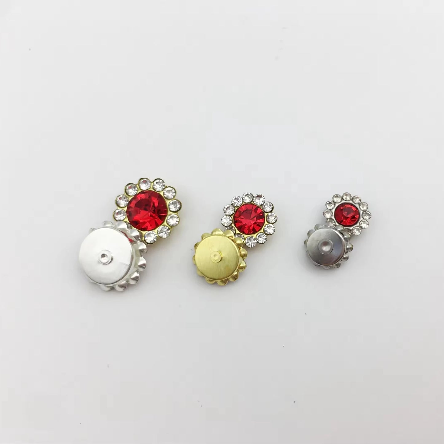 8mm Double Sun Flower Tray Rhinestone Decorative Buckle with Rhinestone-Dot Diamond DIY Sewing Clothing and Wedding Dresses