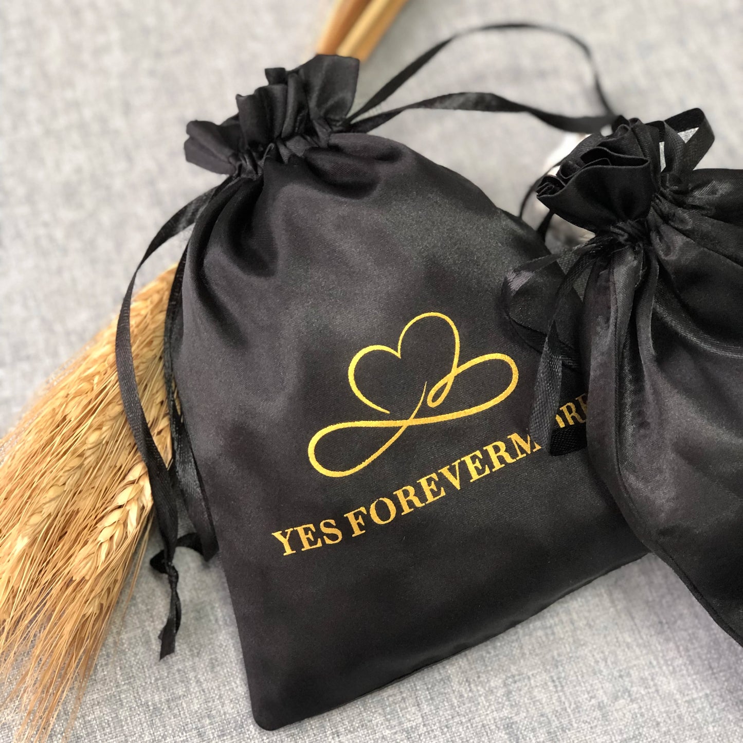 Wholesale Drawstring Gift Silk Satin Pouch Hair Extension Packaging Black Satin Bag Custom Dust Bag Garment Dust Bag