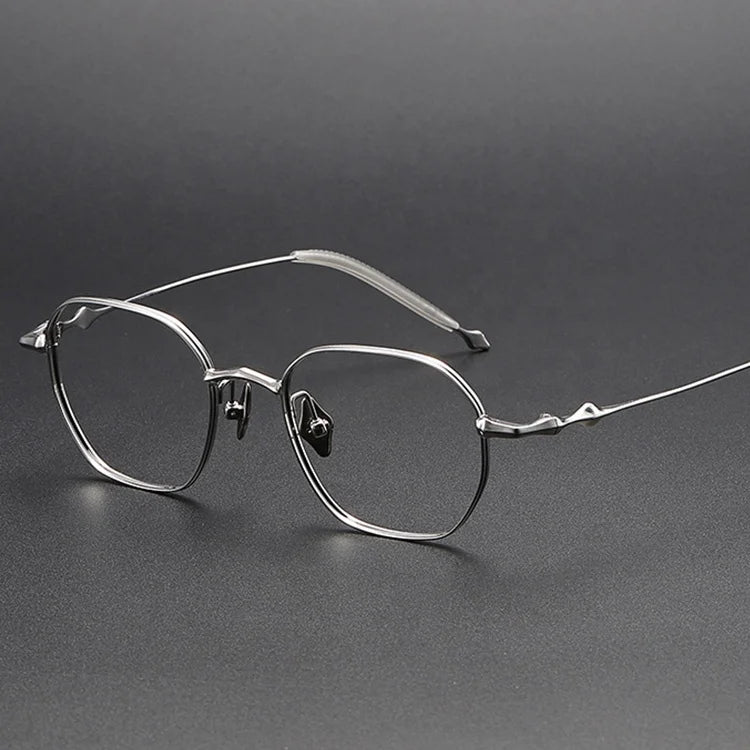 Fashionable Solid Pattern Titanium Unisex Rectangle Full Rim Eyeglasses Frames for Reading Glasses Gold