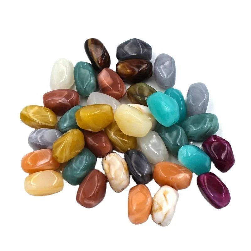 Acrylic Stone Beaded Charm Dual Color 21 * 13mm Irregular Jade Beads DIY Jewelry Accessories Loose Beads
