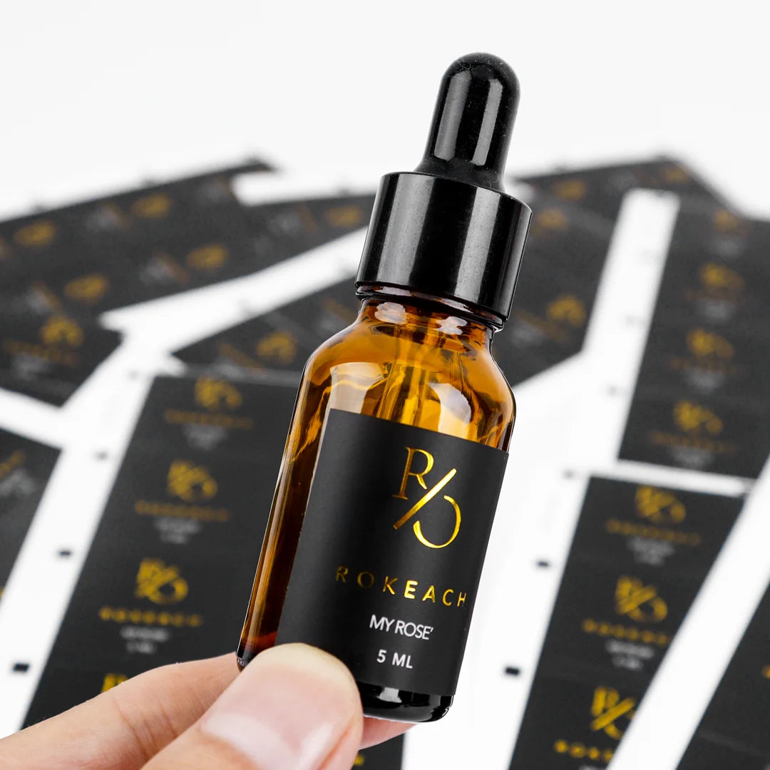 Labels Custom logo Foil Gold Transparent Stickers Bottle Label Roll logo Label Sticker Printing