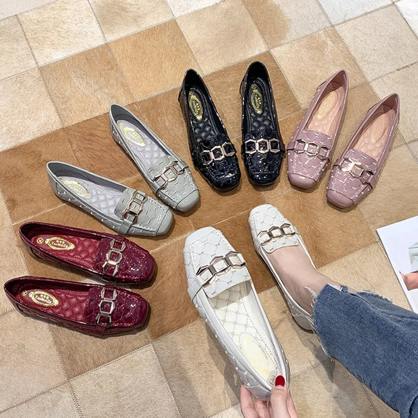 Y Size 33-43 Non-slip Wear-resistant square Toe Flat Comfortable Soft Soles Women Ladies Female Casual Shoes