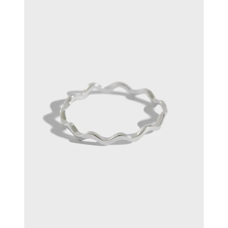 Fine 925 Sterling Silver Curve Wave Smart Ring Minimalist Thin Line Fashion Jewelry Rings Set Simple Women Rings for Girls Gi