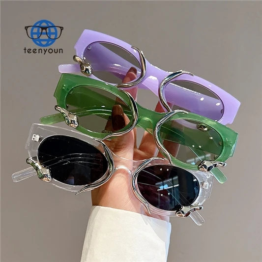 Teenyoun Snake Cat Eye Designer Sunglasses Famous Brands Oval Purple Black Sunglasses for Men 2024 Wholesale