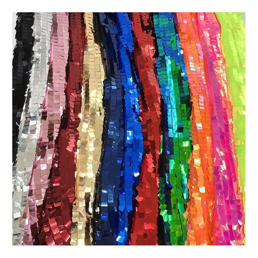 100% Polyester  Large 25mm square Sequin Stage Style Embroidered Mesh Fabric