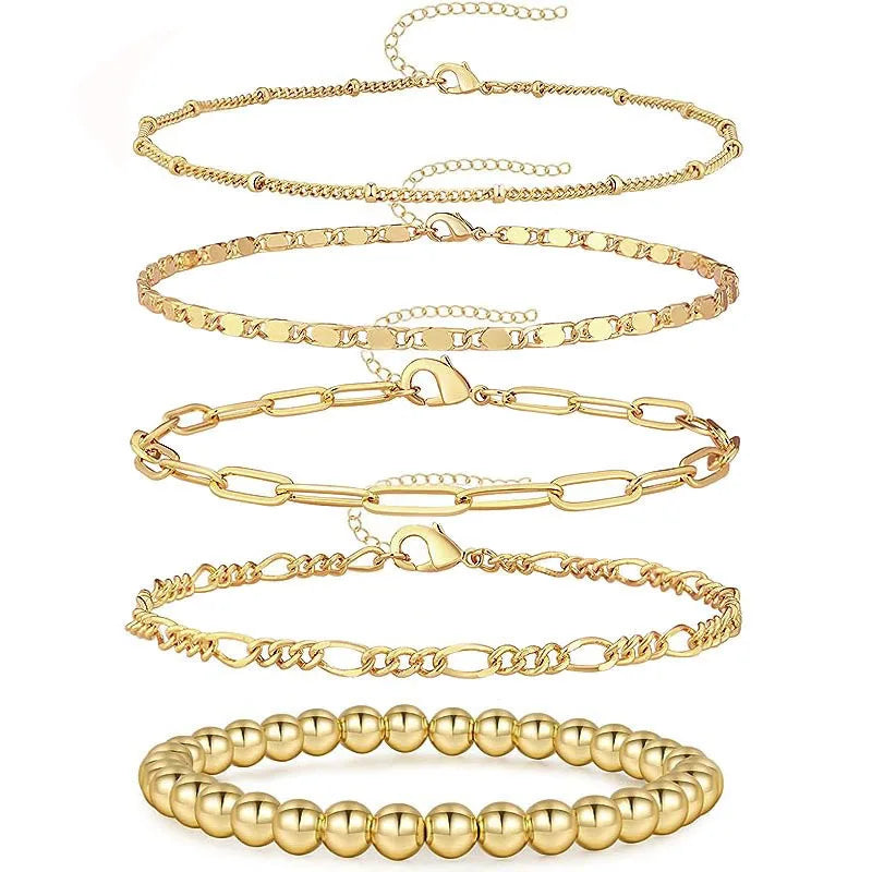 INS Style Simple Paper Clips Chain Gold Bracelet Bangle Bracelet Cuban Link Chain Bracelets for Women