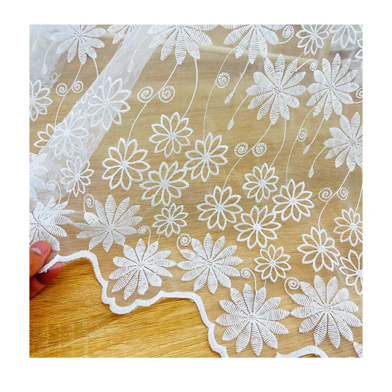 Deco Use White Lace Fabric Bridal Dress 3d Embroidery Fabric Tessuto Pizzo Bianco for Party Dress