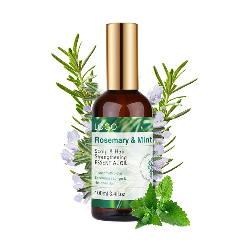Private Label Organic Rosemary Mint Essential Oil Hair Care Rosemary Mint Scalp & Hair Strengthening Oil 100ml