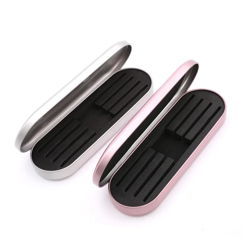 Lash Beauty Stainless Steel Pink Silvery Eyelash Tweezers Holder Cases for Lash Extensions