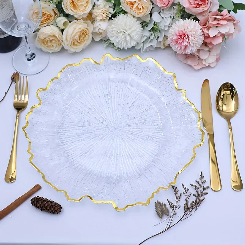 13inch Chargers PlatesParty Birthday Party Wedding EventsTable Setting Chargers Golden for Wedding Decor Dinner Decoration