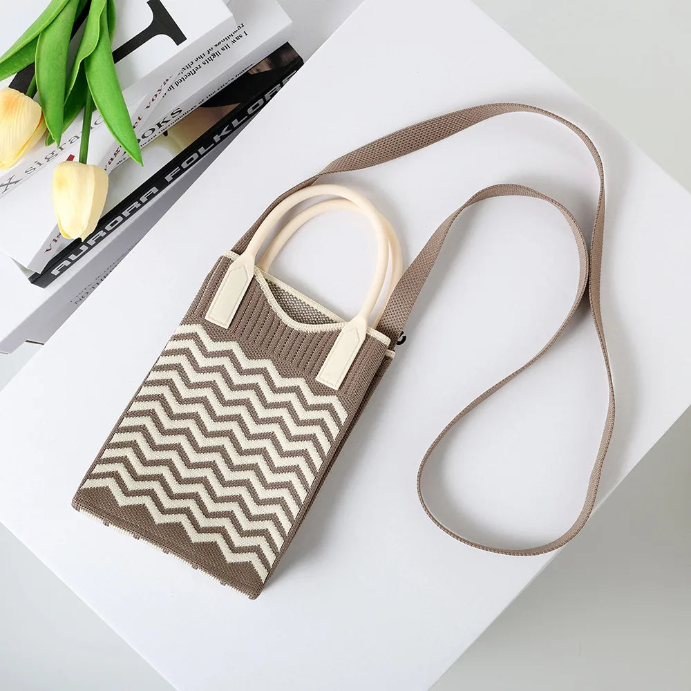 Designer New Luxury Knitted Polyester Crossbody Bag Custom Messenger Bag Man and Women Mobile Phone Bags
