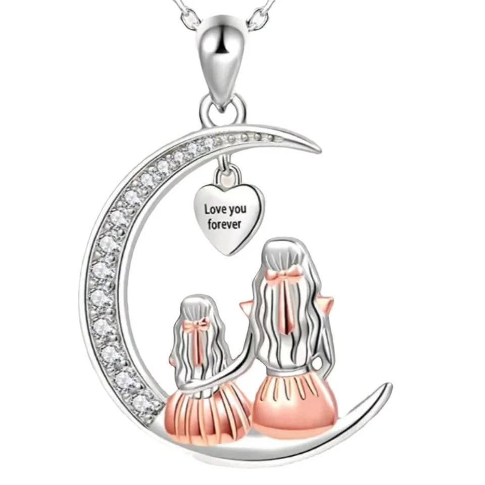 Romantic Mother Daughter Necklace Crescent Moon Pendant Necklace Mother's Day Necklace