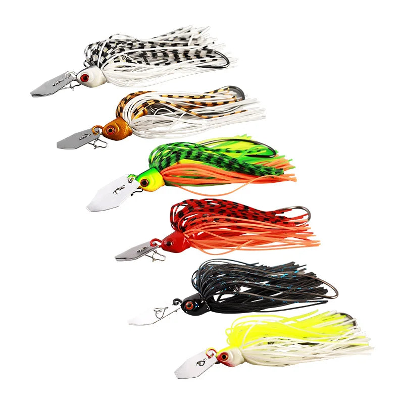 DN 100mm 17g Chatterbait Lure Bladed Jig Buzz Bait Fish Head Chatter Bait Silicone Skirting Lures Bass Jigs Spinnerbait
