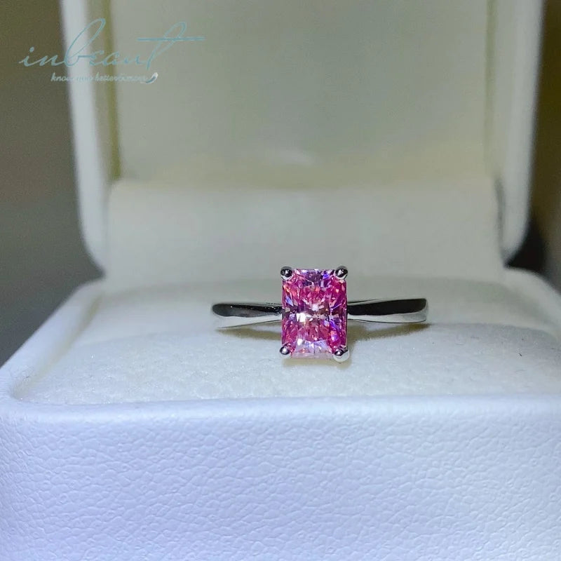 New Popular Silver 925 Original 1 Carat Brilliant Radiant Cut Diamond Test Past Pink Moissanite Ring for Wedding Fine Jewelry