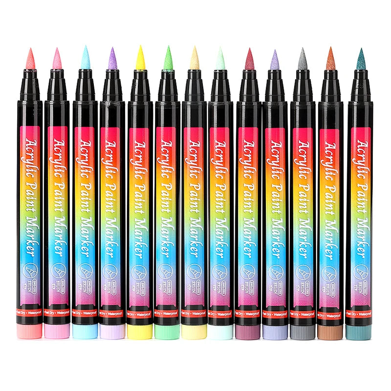 Factory Wholesale Acrylic Brush Markers 48 Color 1-6mm Soft Brush Tip Quick Dry Odorless Professional Acrylic Paint Marker Pe