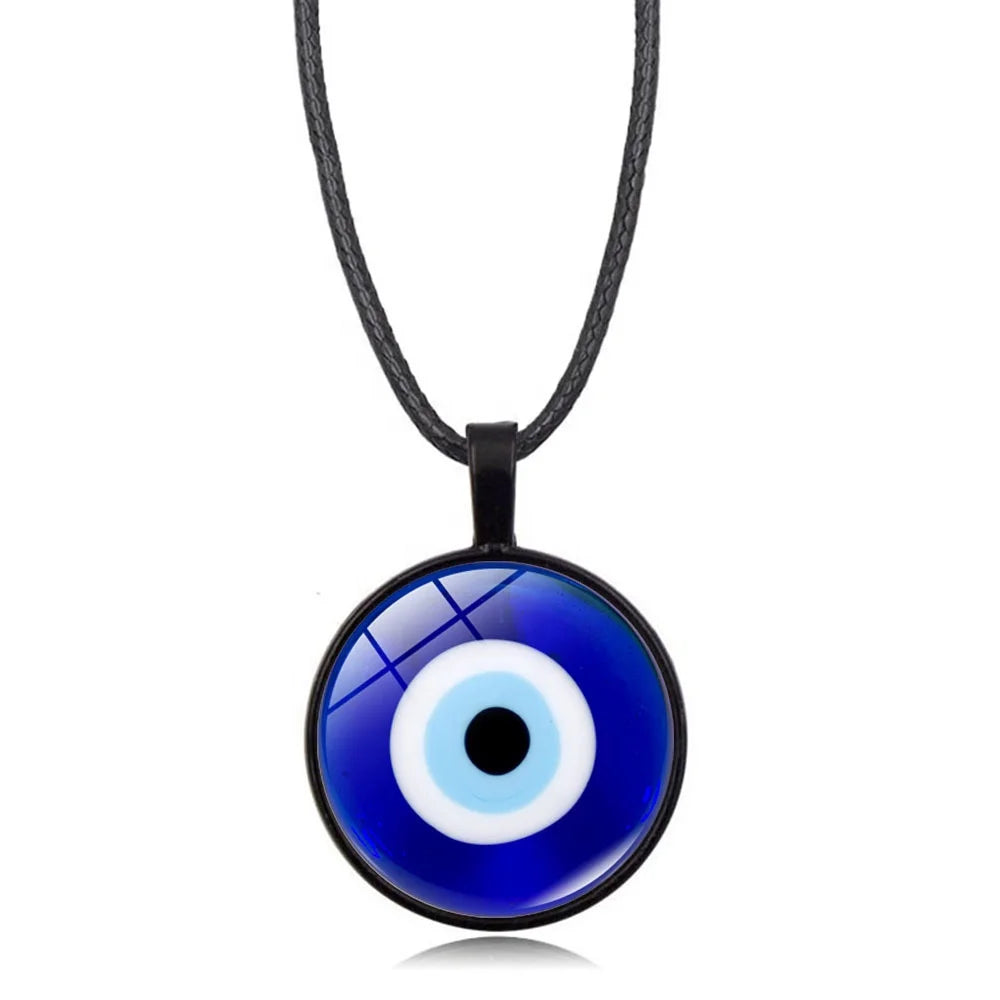 Evil Eye Necklace for Women Men Sea Blue Glass Lucky Pendulum Turkey Turkish Evil Eye Pendant Necklace