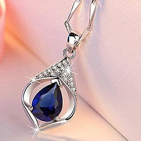CAOSHI Elegant Blue Cubic Zirconia Women's Pendant Necklace for Wedding Anniversary Party Fancy Gift for Mom New Trendy Jewel