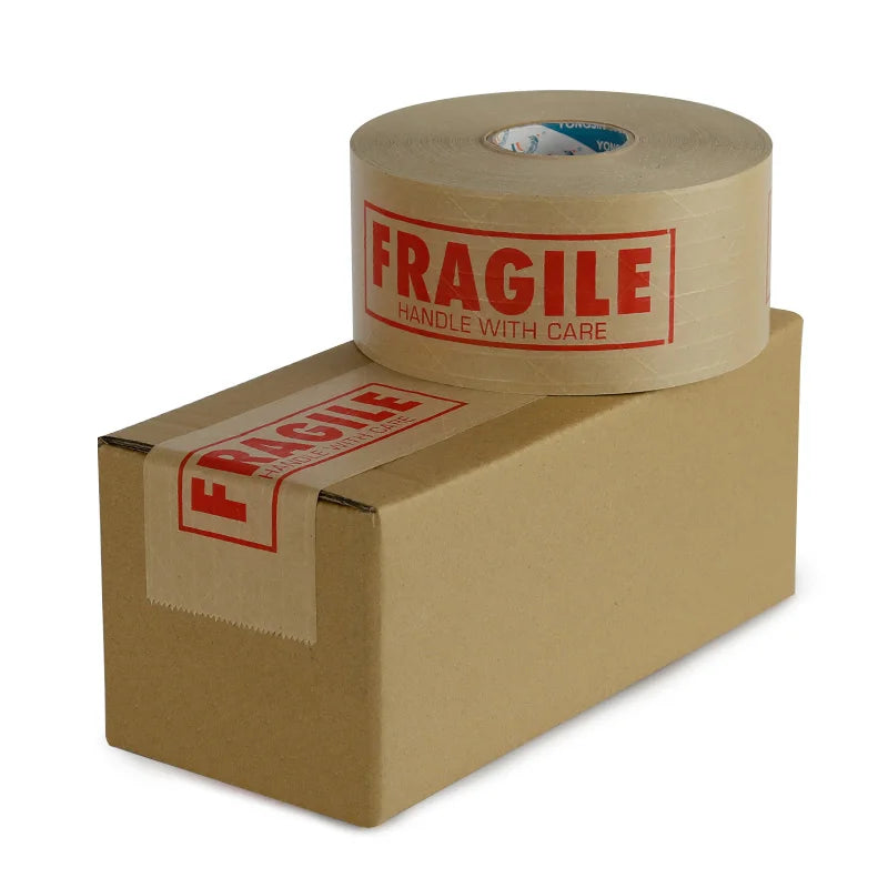 Manufacturer Heat-Resistant Rubber Water Activated Kraft Packing Shipping Fragile Logo Tape