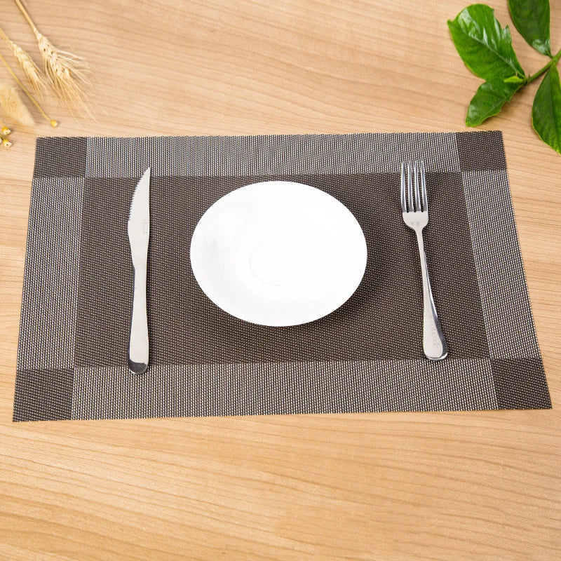 Waterproof Heat Resistant Eco-friendly Classic Cotton Yarn Woven Non-slip Place Mats for Dining Table Custom PVC Placemats