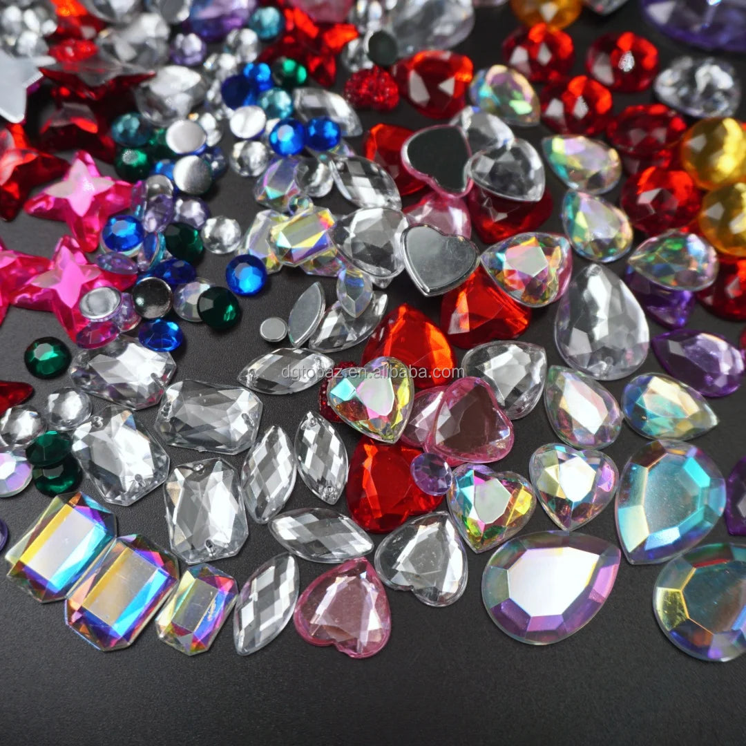 China Factory Assorted Colors Pear Flat Back Acrylic Beads Tear Drop Acrylic Rhinestones for Handmade Crafts