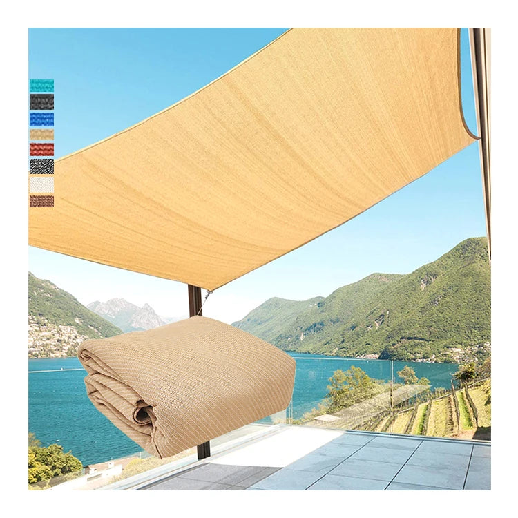 Durable Water Permeable Beige Hdpe Sun Shade Sail Shade Cloth Outdoor 2.5x2.5m