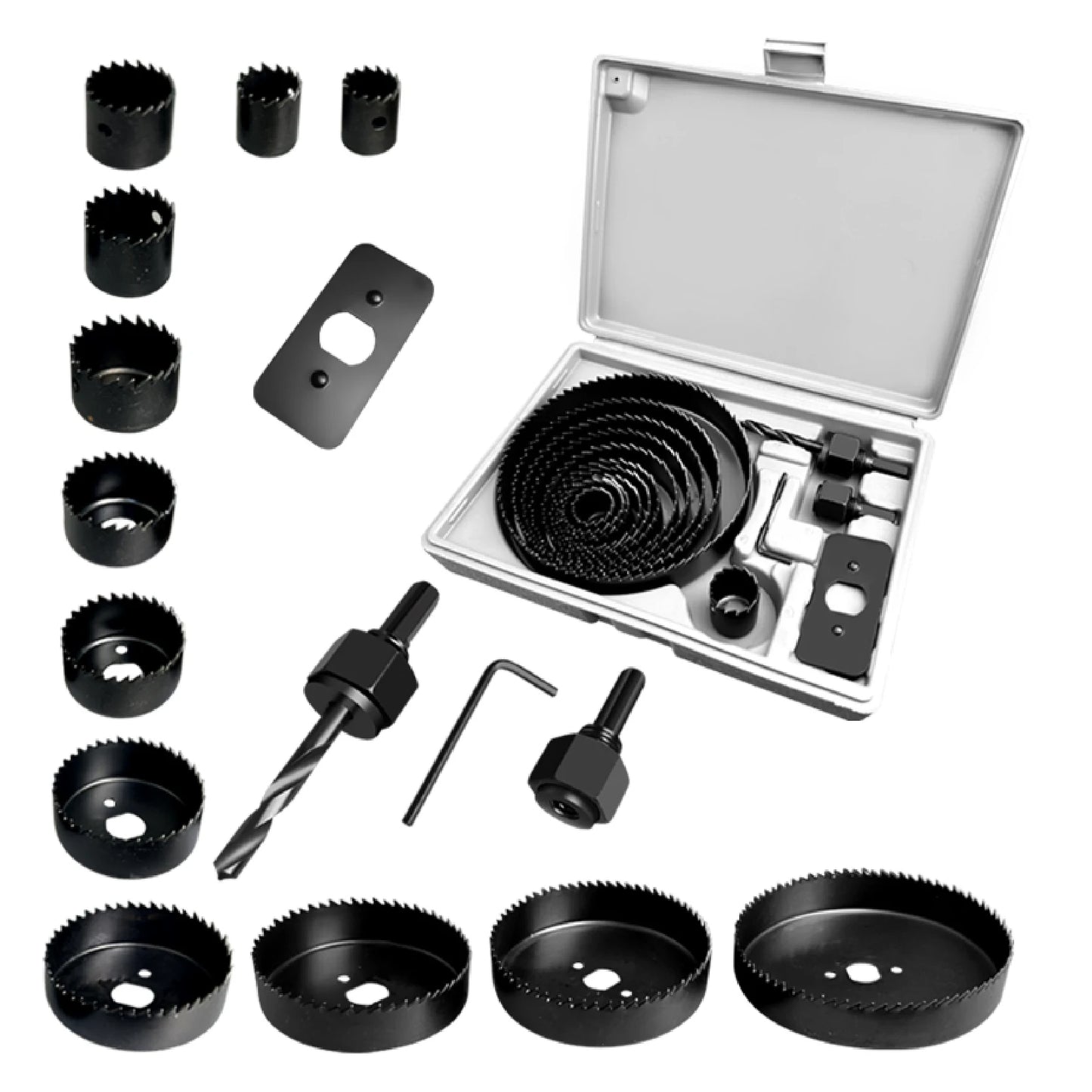 Universal Hole Saw Blades Mandrels Drill Bits Installation Plate Hex Key Power Drill Hole Cutter for Wood PVC and Plastic