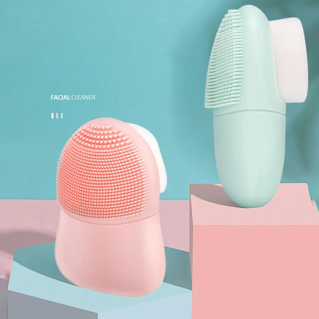 New 2 in 1 Facial Cleaner Cleaning Brush Face Deep Cleansing Tools Skin Care Beauty Devices Silicone Massager Clean Brush
