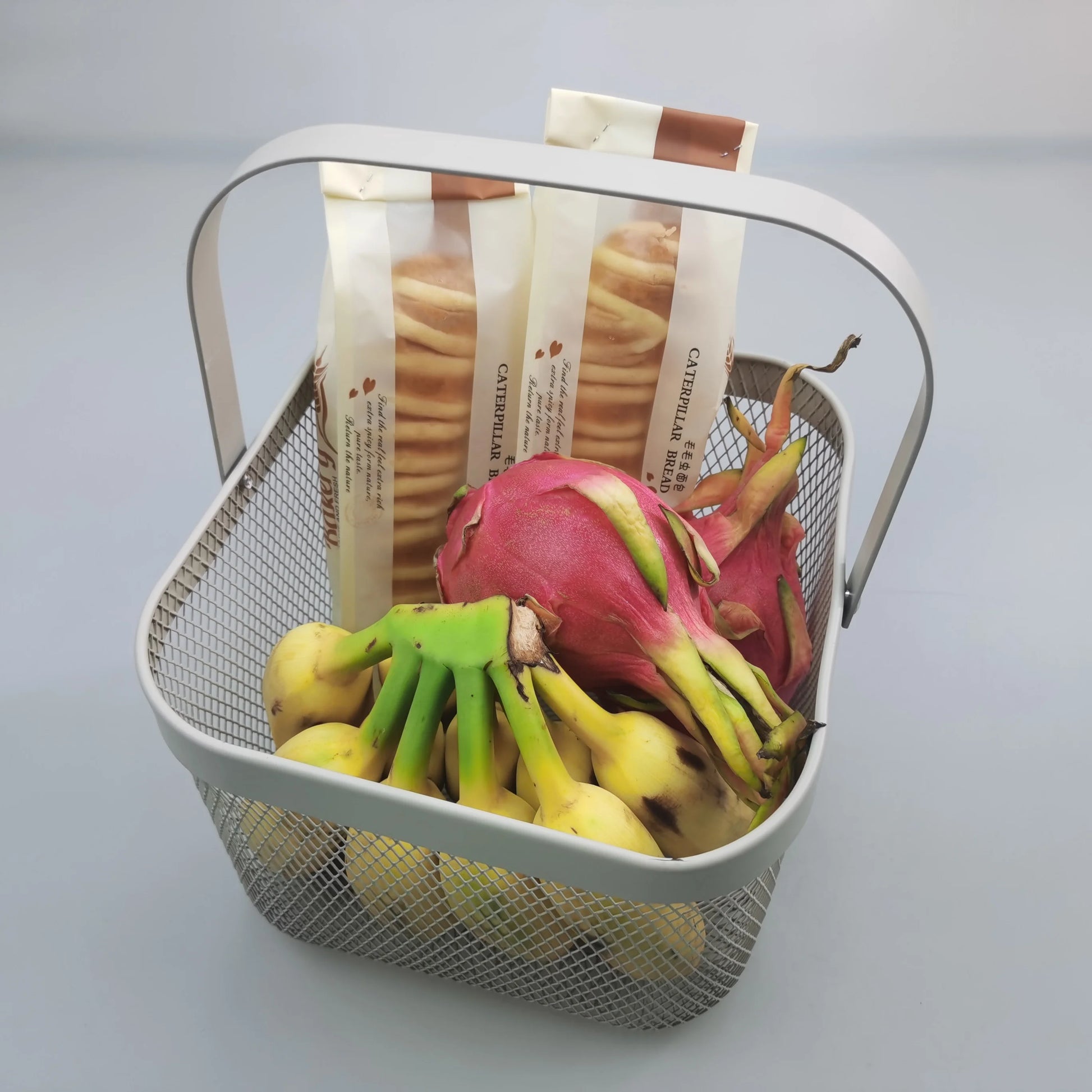 Mesh Steel Storage Organizer Basket With Hanging Handle Metal Wire Hanging Kitchen Baskets