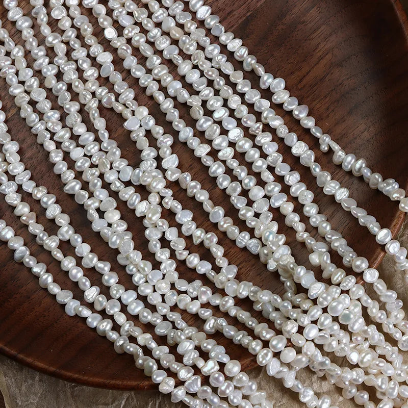 High Quality Baroque Pearls Natural 3-3.5mm Irregular Mini Baroque Natural Freshwater Pearl With Two Sides Glossy Pearl Jewel