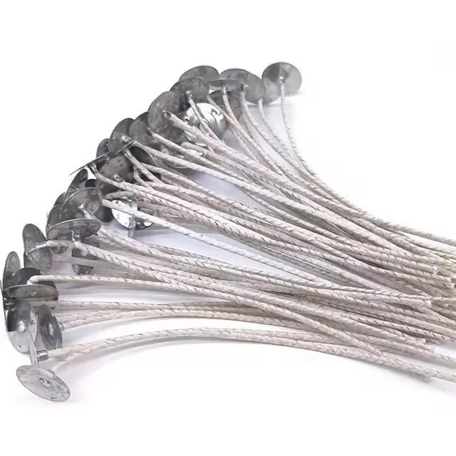 20cm 100pcs/bag ECO Cotton&paper  Wicks for Soy Wax Candle Wicks for Candle Making Thick Candle Wick with Base