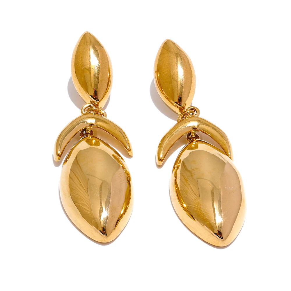 JINYOU 3552 Stainless Steel Geometric Temperament Drop Dangle Earrings Metal 18k Gold Plated for Women  Romantic Jewelry Gift