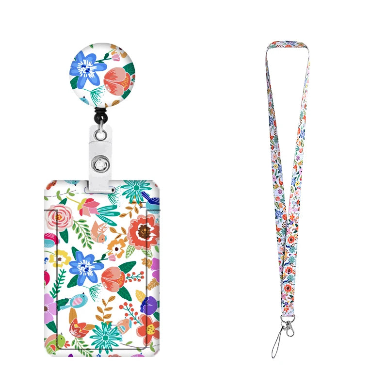 Custom Flower Lanyard Set Sublimation Lanyard Retractable Badge Reel ID Card Badge Holder Promotional Gifts