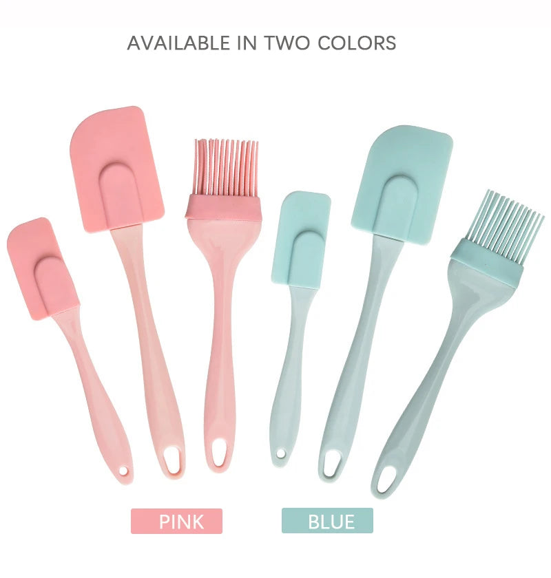 Multi-functional 3-Piece Food Grade Eco-Friendly Silicone Baking Tool Set with Dishwasher Safe Cake Spatula and Oil Brush