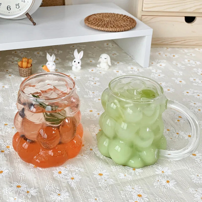 New Design Creative Grape Shaped Large Capacity Glass Cup With Handle