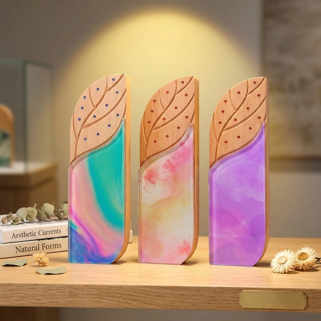 Printing Logo Tree Shaped Crystal Awards Custom Crystal Trophy with Wooden and Zircon Base for Sports Winners with Nice Gift 