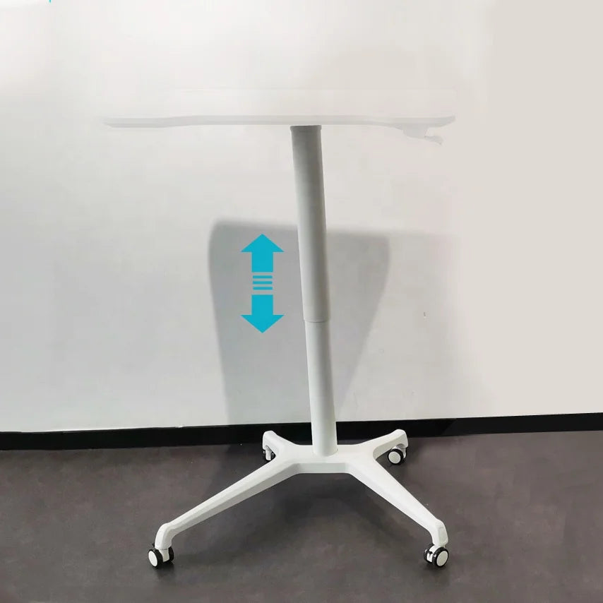 Modern Home Office Aluminum Single Column Height Adjustable Pneumatic Gas Lift Platform Sitting Stand Desk for Computer Use