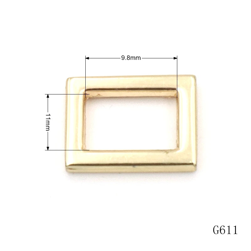 Handbag Hardware Supplier Light Gold Small 11mm Metal Rectangular Ring Loop Buckle for Bag Leather Craft