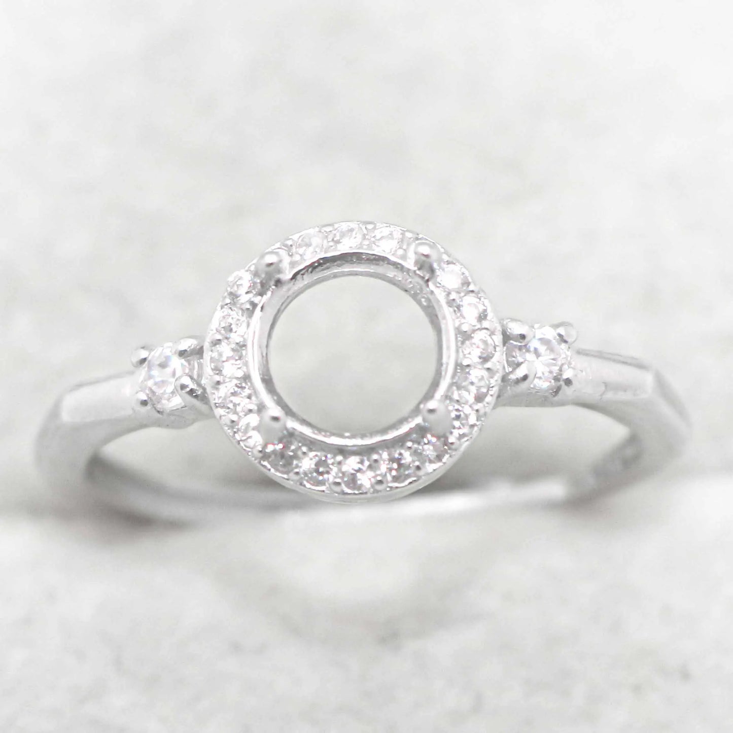 Sterling Silver 5mm/6mm/8mm Semi Mount Ring Frame Empty Blank Support Claws Setting S925 Base Without Center Stone for Inlay 