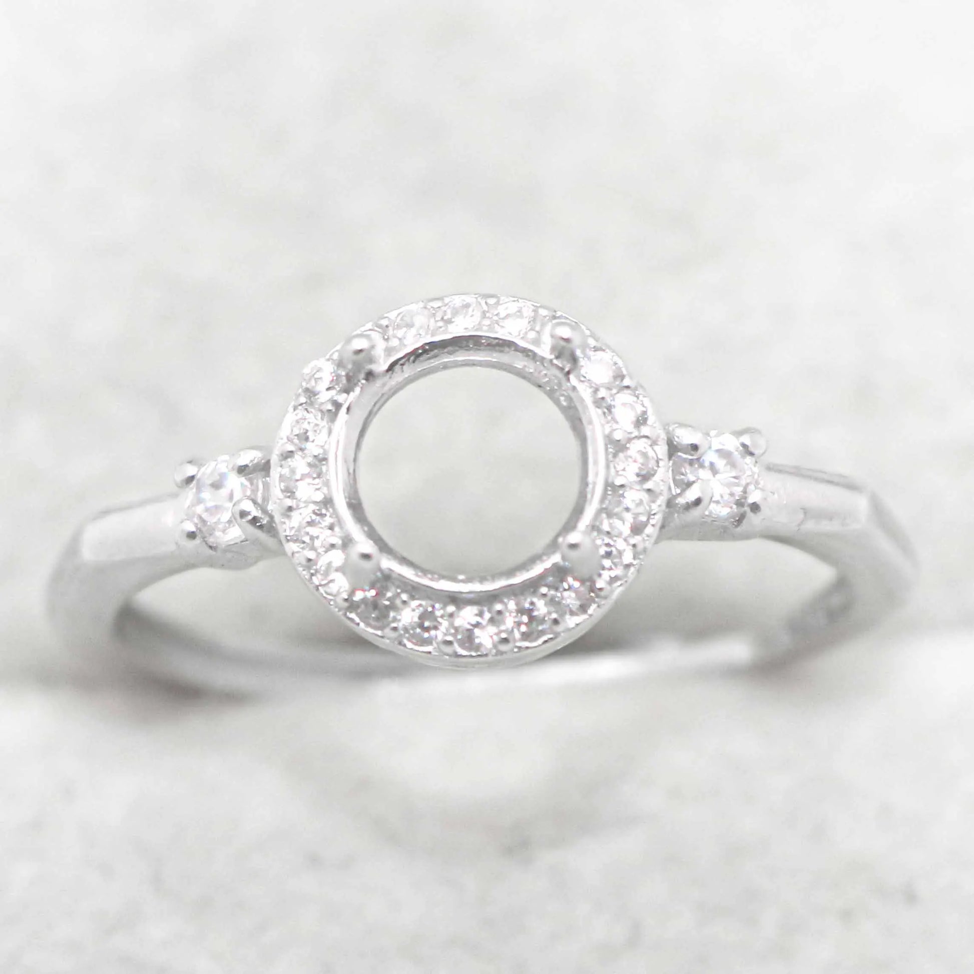 Sterling Silver 5mm/6mm/8mm Semi Mount Ring Frame Empty Blank Support Claws Setting S925 Base Without Center Stone for Inlay 