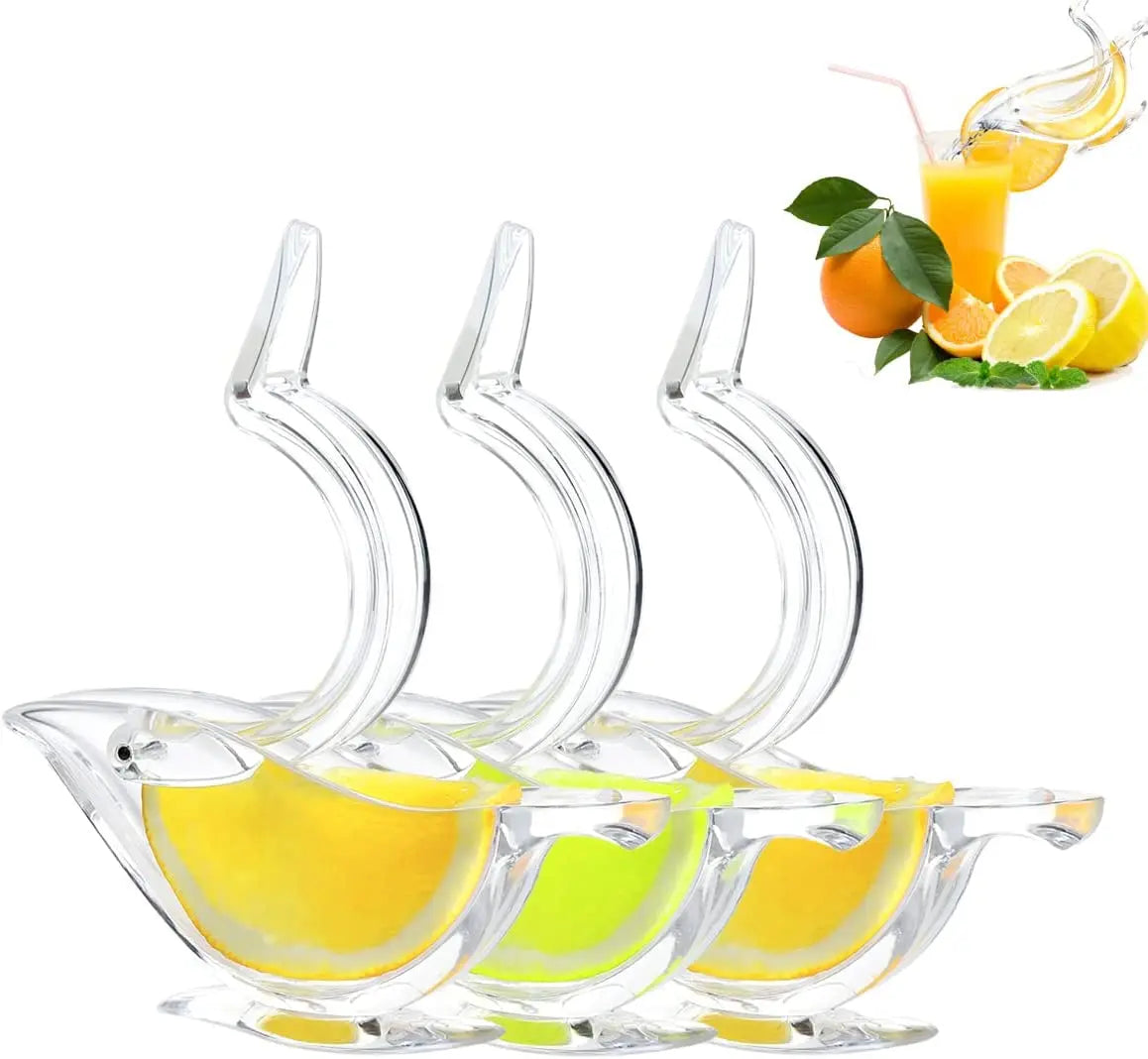L&B Eco-Friendly Manual Lemon Slice Squeezer Bird Shape Acrylic Transparent Portable Fruit Juicer for Home Kitchen