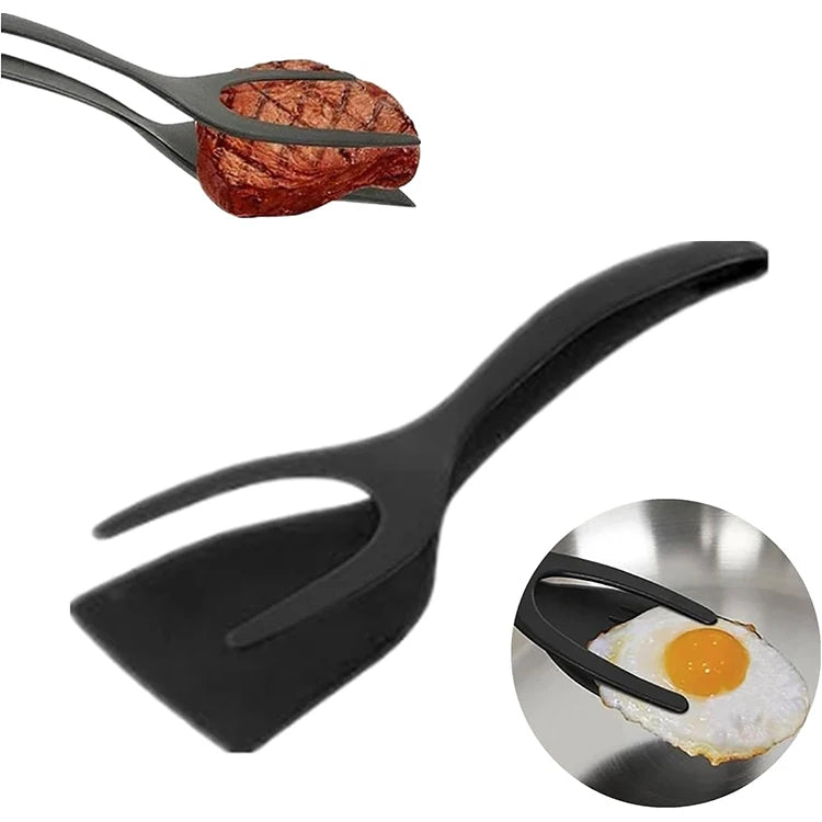 2 in 1 Grip Flip Tongs French Toast Pancake Egg Clamp Omelet Spatula Home Kitchen Cooking Tool Kitchen Accessories
