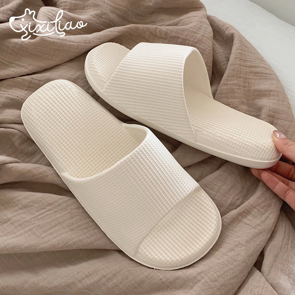 XIXITIAO 2024 Trending Wholesale Eva slippers Women Hotel Bathroom Flat Indoor Summer Women Men Female slippers for Home