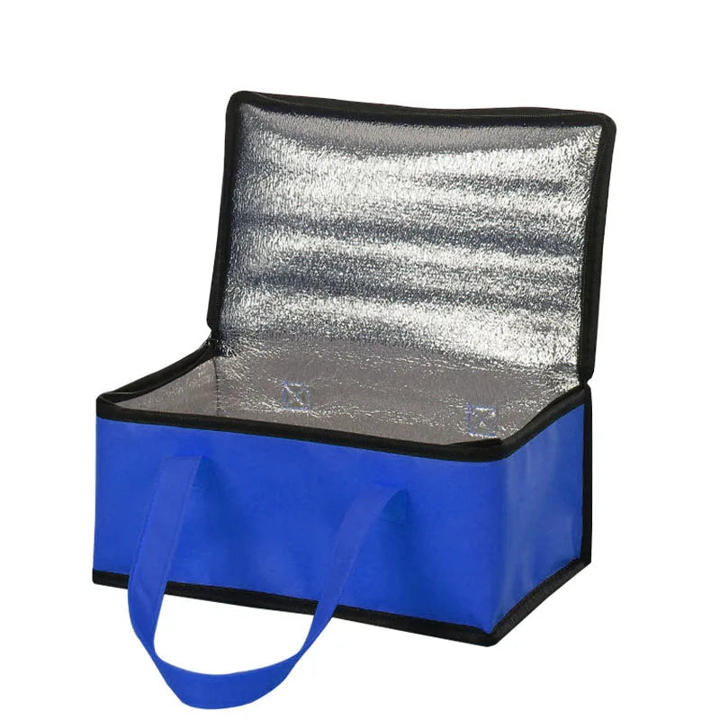 Custom Logo Non-Woven Insulated Cooler Bags Zipper Eco-Friendly Thermal Packaging Food Lunch Delivery Grocery Letter Pattern