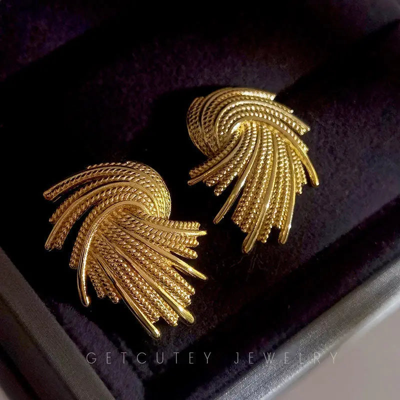 Vintage Gold Plated Geometric Earrings Unique Brazilian Design for Women for Parties and Weddings Lady's Jewelry