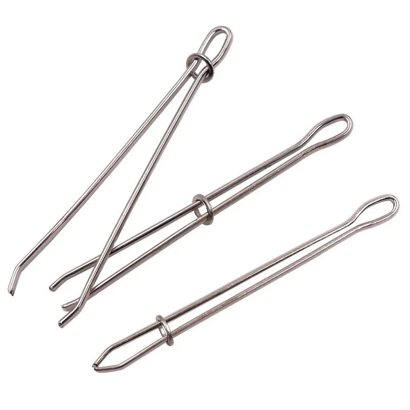 2pcs Stainless Steel Garment Clips Sewing DIY Tools Elastic Band Tape Punch Cross Stitch Threader Wear Rope Elastic Clamp