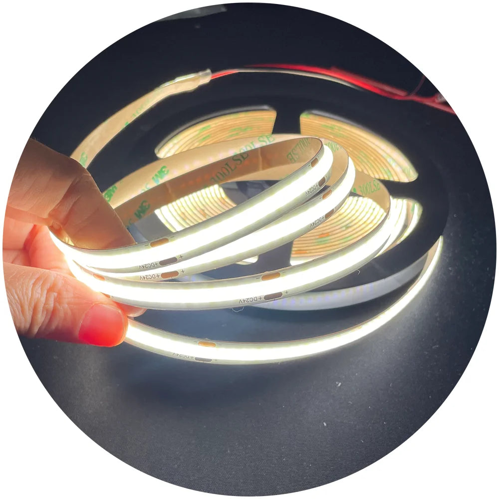 Dot Free Neon Effect 2700k 3000k 4000k 6000k 6500k Non Waterproof DC12V 24V CRI90 320leds Flexible Cob Led Strip Light