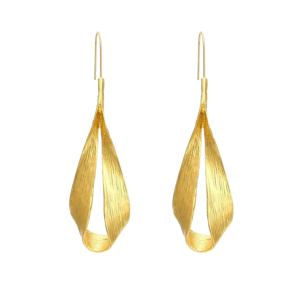 Retro Fashion Water Drop Leaves Ear Hoop Spring and Summer Serial Daily Wear Metal High Quality Ears Pendent for Jewelry