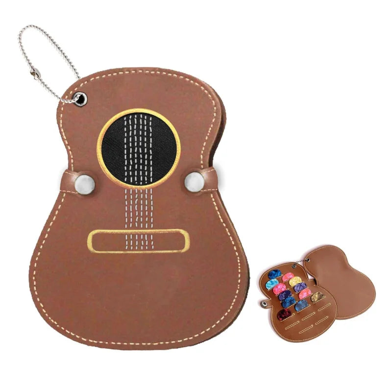 Portable PU Leather Guitar Picks Holder Wholesale Guitar Pick Case Newly Plectrums Box