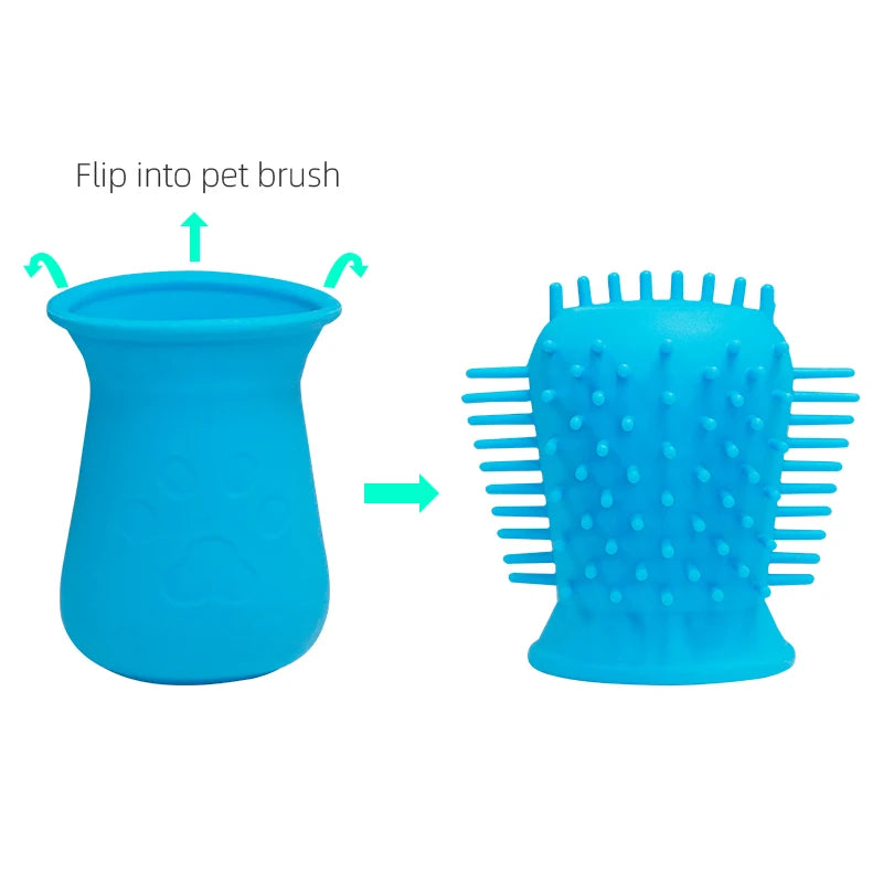 New Dog Paw Cleaner Cup with Towel Pet Foot Washer Portable Dog Cleaning Brush Mud Leg Cleaning Cup