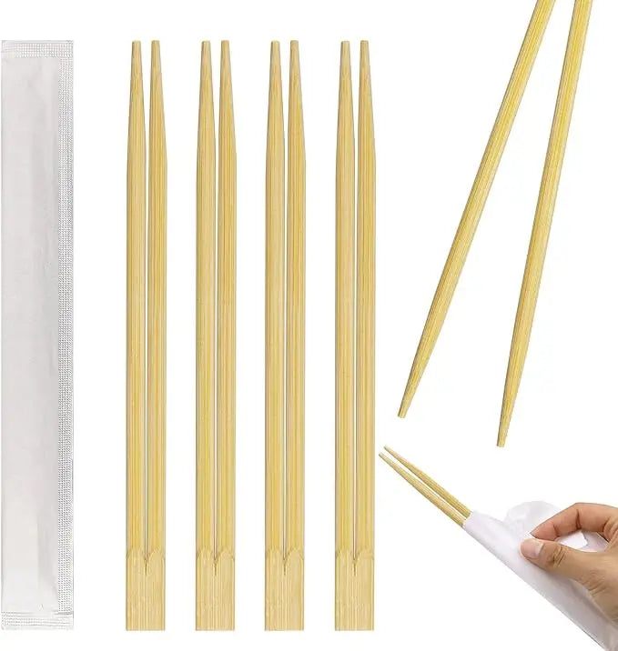 Custom Logo Twin Chopsticks with Eco-friendly Paper Sleeve Cover Bamboo Chopstick Products